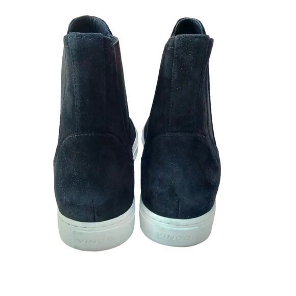 Vince Sz 7 Newlyn Black Suede Hidden Wedge Platform High Top Sneaker Bootie - Picture 8 of 10